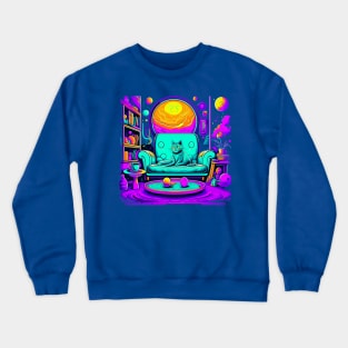 Psychedelic Cat on Chair Crewneck Sweatshirt